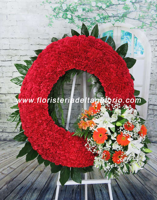 Flores para Tanatorio: Corona con Lilium, Gerberas, Claveles