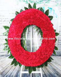 Flores para Tanatorio: Corona de claveles rojos
