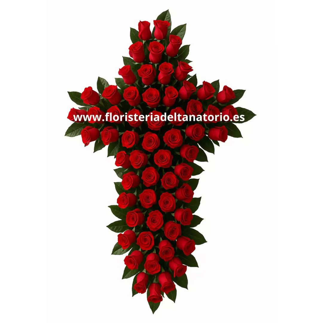 Modelo Cruz de Rosas BLANCO O ROJA y Palmitos